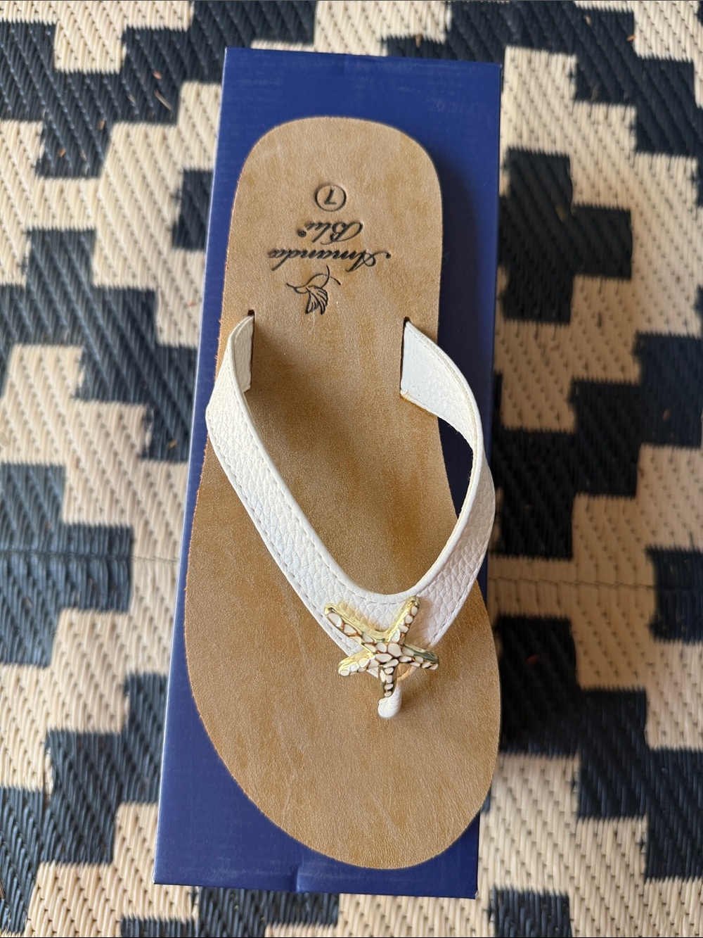 Amanda Blu Starfish Sandals Havana Ivory White NIB